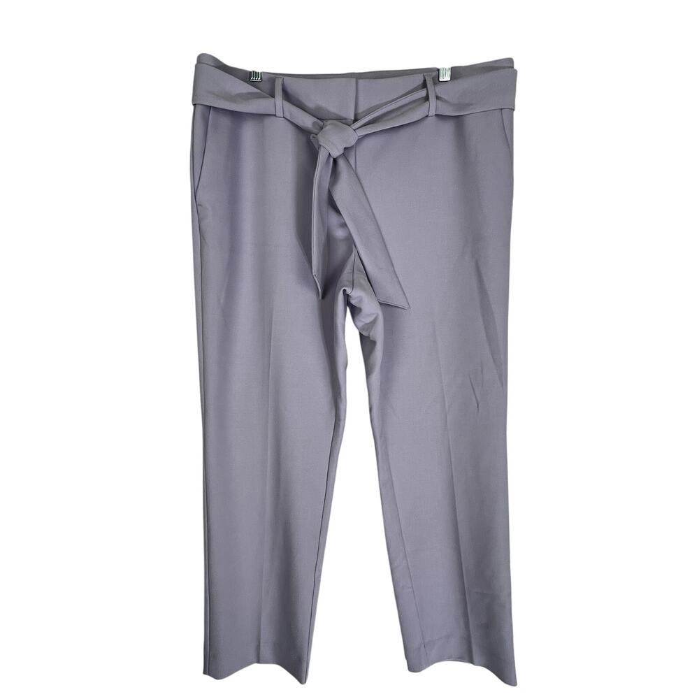 LOFT Gray Tie-Front Straight-Leg Pants